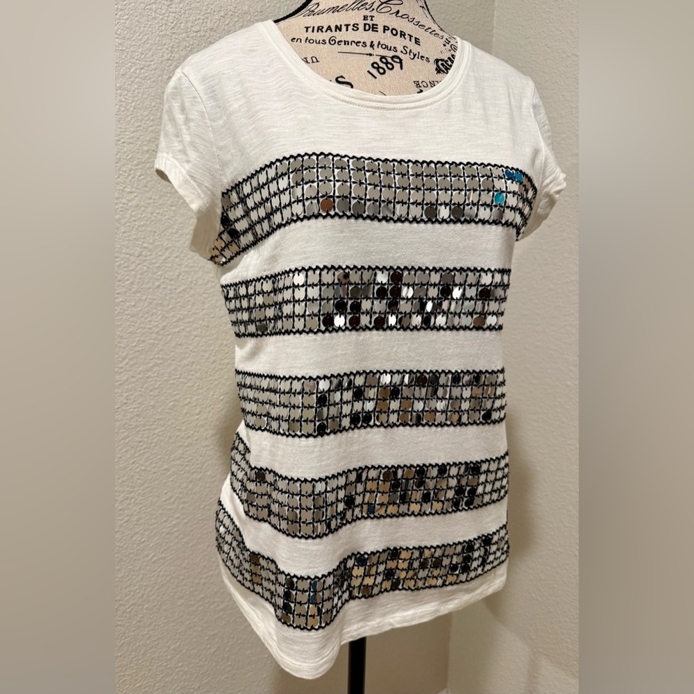 Women’s White Flashy Sequin Top - Picture 4 of 8